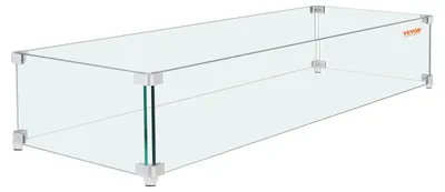 Produktbild von VEVOR Glas-Windschutz für rechteckigen Feuerstellen-Tisch 924 x 417 x 191 mm, 8 mm dickes und robustes gehärtetes Glaspanel mit hartem Aluminium-Eckwinkel und Gummifüßen, einfach zu montieren, 38 x 10.5 x 6 Zoll