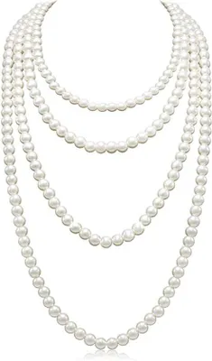 Image de Long collier à perles en argent pour femme