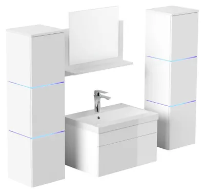 Produktbild von HOME DELUXE - Badmöbel-Set - WANGEROOGE Weiß - X-Large - inkl. Waschbecken und komplettem Zubehör - Breite Waschbecken: ca. 60cm I Badezimmermöbel Waschtisch Badmöbelset