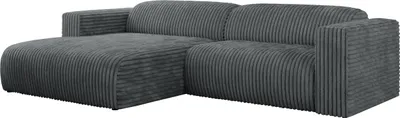 Produktbild von MKS MEBLE Ecksofa Cord, Sofa Cord L-Form, Wohnlandschaft L-Form, Modern Design Couch, Sofagarnitur, Couchgarnitur, Polsterecke - PASADENA - Dunkelgrau Cord - links seite