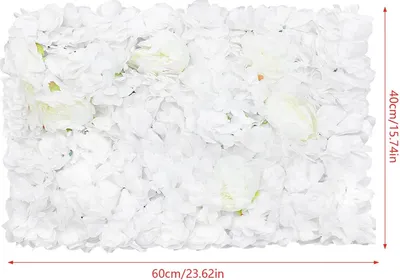 Produktbild von Künstliche Blumenwand - Panel für Fotohintergrund - Kunststoff - Blütenköpfe - Hochzeit - Innenbereich - Weiß