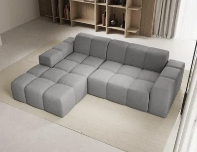 Produktbild von Sofa ohne Schlaffuktion, Ecksofa L-Form Veloursstoff, Links Sofa, Grau Fogo