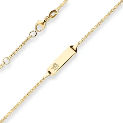 Id-Armband-Rund-Ankerkette-Schildband-Engel-750-Gelbgold-14cm