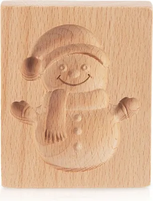 Produktbild von Ausstechform für Schneemann-Kekse aus Holz, 11 x 9,5 cm