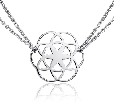 Produktbild von MATERIA Damen Kette Lebensblume Silber 925  - Blume des Lebens Halskette mit Anhänger 42-47cm KA-450-silber