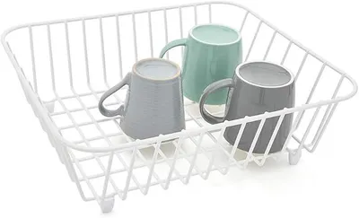 Produktbild von PolkaHome® Spülbecken-Abtropfgestell Geschirrständer aus beschichtetem Stahl, Weiß, 38,5 x 32,5 x 12 cm