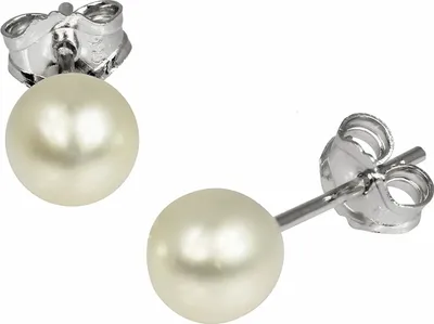 Produktbild von SilberDream Ohrstecker für Damen 925 Silber weiß Perle Ohrringe 6,5mm SDO107W