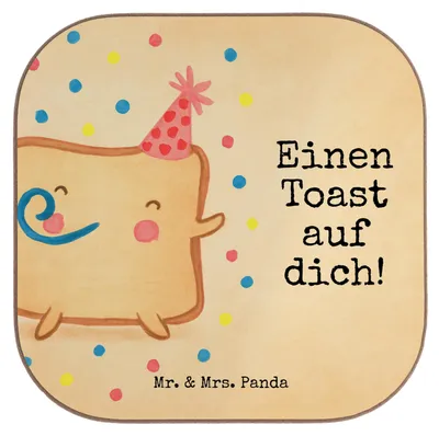 Produktbild von Mr. & Mrs. Panda Untersetzer für Gläser Toast Party Design - Weiß - Geschenk, Coaster, Valentinstag, Mitbringsel, Freundin, gläseruntersetzer, Hochzeitstag, Frauen, Tasse