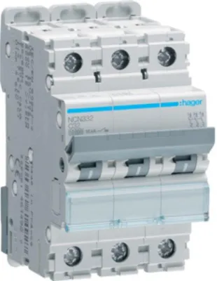 Obrázek produktu pro MCB Wyłącznik nadprądowy 10kA 3P C 32A NCN332 Hager