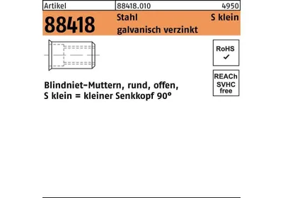 Produktbild von Reyher  Blindnietmuttern Zn kl. Seko M 4/0,25-3,0 (500 Stück)