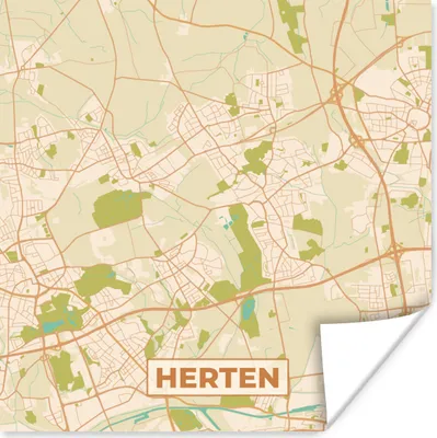 Produktbild von MuchoWow® Poster Hirsch - Vintage - Karte - Stadtplan 50x50 cm - Wohnzimmerdekoration