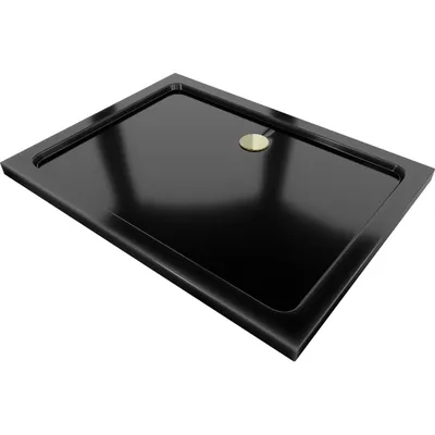 Obrázok produktu pre Mexen Flat obdĺžniková sprchová vanička slim 110 x 70 cm, čierna, syfon zlatá - 40707011G