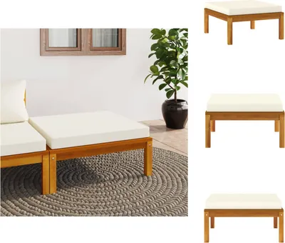 Produktbild von vidaXL Hocker mit Cremeweißem Kissen Massivholz Akazie -  Gartensofaelemente