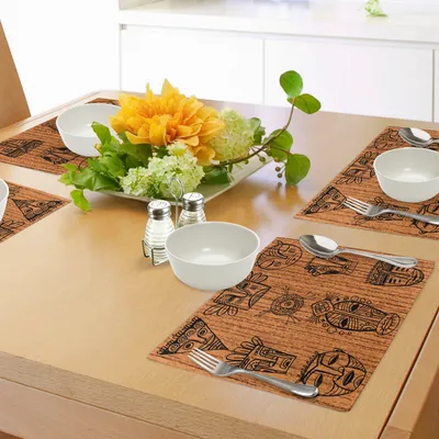 Produktbild von ABAKUHAUS afrikanisch Platzmatten, Einheimische, Tiscjdeco aus Farbfesten Stoff für das Esszimmer und Küch, Schwarz Braun