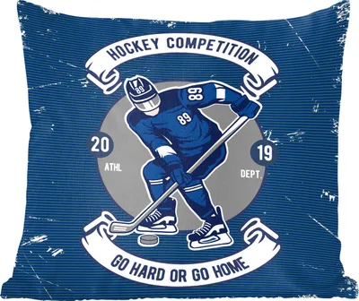 Produktbild von MuchoWow® Zierkissen Sofakissen Wohnzimmer Dekokissen 40x40 cm Eishockey - Jahrgang - Puck - Foto Kissen - Schlafzimmer Dekoration