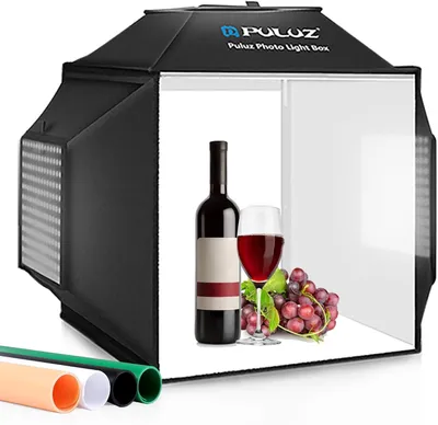 Produktbild von Fotobox – Lichtbox – Fotostudio – Aufnahmezelt – Dimmbare Beleuchtung – 40 cm mit 4 Hintergründen