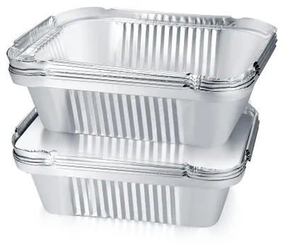 Productafbeelding van 30 stuks aluminium grillschalen, lekschalen met deksel, 600 ml, voor bakken en braden
