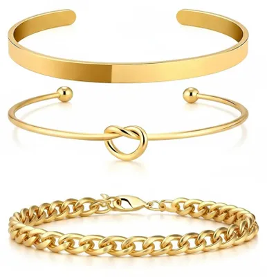 Image de Dripio - Ensemble de bracelets - Plaqué or 18 carats - Réglable - Couleur or
