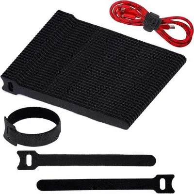 Obrázek produktu pro Flexibilní kabelové pásky 150 x 12 mm, 100 kusů, černé, recyklovatelné, do obývacího pokoje a na pracoviště.