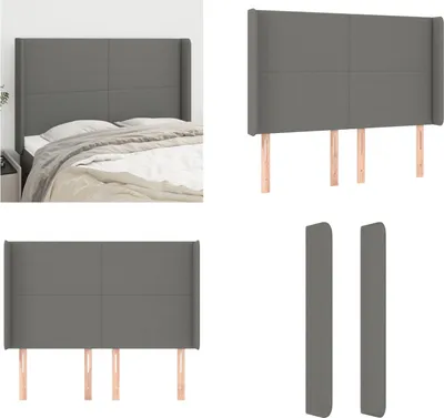 Produktbild von vidaXL Kopfteil mit Ohren Dunkelgrau 147x16x118/128 cm Stoff - Kopfteil - Kopfteile - Bett-Kopfteil - Bettkopfteil