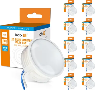 Produktbild von LED Insert Modul flach 600lm 230V 6,5W Kaltweiß 6000K 10 Stück für Einbaustrahler MR16 Ersatz Ø 50mm Einbauleuchten Rahmen Leuchtmittel Abstrahlung für Standard Einbaustrahler 24mm