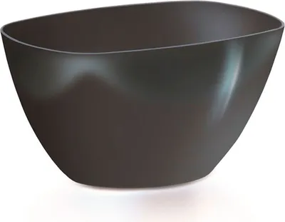 A dark gray, modern-looking planter pot is shown against a white background.