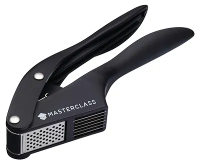 Knoblauchpresse und -schneider, schwarz, 21 x 7,5 x 4 cm