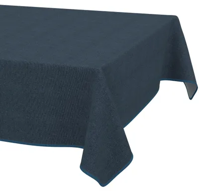 Produktbild von Tischdecke 140x200cm Rechteckig Dunkelblau DanceDirty abwaschbar Leinenoptik wetterfest Falschuni Modern mit Saumkante