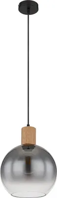 Produktbild von Hängeleuchte, Glas rauch, Holzoptik, schwarz, D 25 cm