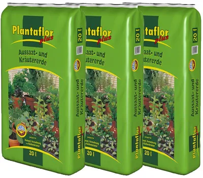 Produktbild von Plantaflor Aussaaterde Kräutererde, Anzuchterde, 3 x 20L, Aussaat, Kräuter, Anzucht Erde, luftiges Substrat ideal zur Aufzucht