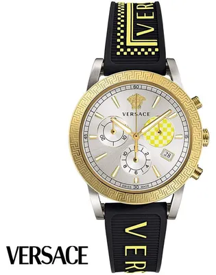 Produktbild von Versace VELT00519 Sport Tech silber gold schwarz Kautschuk Armband Uhr Damen NEU