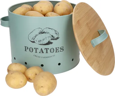 Produktbild von Kartoffeltopf Fresh Metall-Dose & Bambusdeckel mint Vorratsdose Löcher