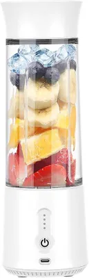 Image de Mini-mixeur à smoothie à main - 500 ml - 6 lames - 4000 mAh - Pour les milk-shakes, les boissons protéinées et les jus de fruits - Avec 6 lames - Blanc