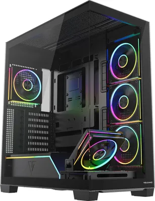 Produktbild von MODECOM VOLCANO STELLAR PLUS ARGB 5F PC Gehäuse, Schwarz, Midi Tower, 5x 120 mm ARGB Lüfter, Controller, Seitenteil aus gehärtetem Glas