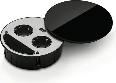 Produktbild von Smile Doppelsteckdose USB A, Steckdosenelement, Glas schwarz