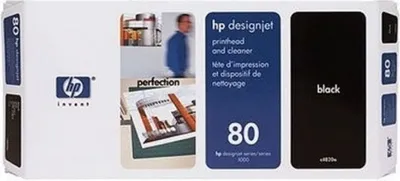 Produktbild von HP 80 Schwarz DesignJet Druckkopf und Druckkopfreiniger, HP Designjet 1000 Serie, Thermal Inkjet, Schwarz, C4820A, Singapur, 36 mm