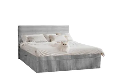 Produktbild von Kaiser Möbel Boxspringbett mit bettkasten und topper TRENTO,  ohne Bein stoff Plüsch Cord 180x200 cm Grau