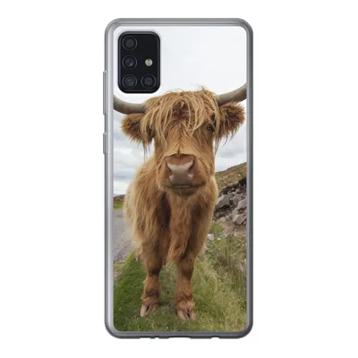 Produktbild von MuchoWow® Handyhülle Schutzhülle Hülle für Samsung Galaxy A52 5G Schottischer Highlander - Hörner - Berg Silikon Softcase Handy Hülle - Umschlag