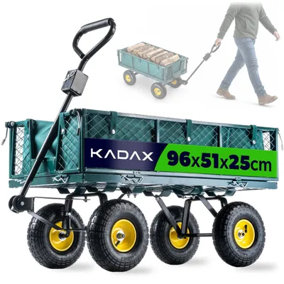 Zdjęcie produktu dla KADAX Wózek Ogrodowy Taczka Transportowy Plażowy Przyczepka 300kg z Plandeką Duży