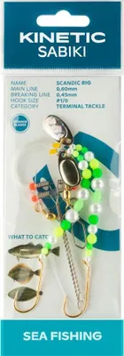 Produktbild von Kinetic Sabiki Scandic #1/0 Pearl/Green/Yellow Plattfisch Scholle Flunder Vorfach Rig system