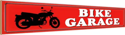 Produktbild von vianmo Holzschild 10x46 cm Bike Garage Motorrad Auto Werkstatt