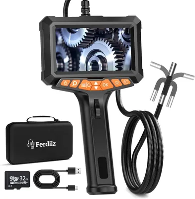 Obrázok produktu pre 1080p endoskopická kamera, otočná hlava, 5-palcový LCD displej s podsvietením, 270-stupňovo otočná endoskopická kamera, 8 mm vnútorná kamera, IP67 vodotesná inspekčná kamera, k