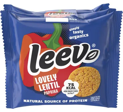 Image de Leev Linzenwafels Paprika 3-pack, 54g - gaufrette croustillante aux lentilles