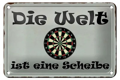 Produktbild von Blechschild Spruch 18x12cm Darts die Welt ist eine Scheibe