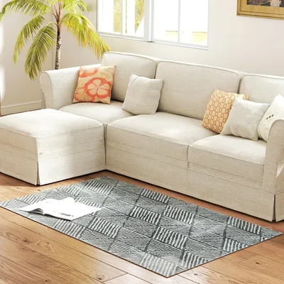 Imagen del producto de Alfombra HOMCOM para sala de estar, estilo moderno, lavable, color gris oscuro