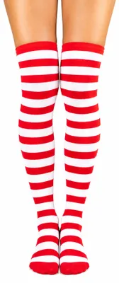 Produktbild von Overknees Kniestrümpfe "Ringelstrümpfe" | Rot Weiß gestreift