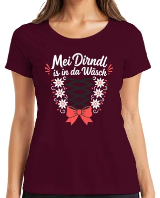 Zdjęcie produktu dla Mei Dirndl – Koszulka damska, imitacja spódnicy Dirndl, wzór , materiał przypominający skórzaną spódnicę, kolor burgundowy, rozmiar 3XL