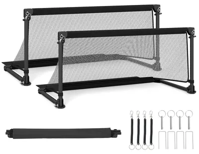 Zdjęcie produktu dla KOMFOTTEU, przenośna bramka piłkarska, 100 x 50 x 47 cm, składana bramka z solidną metalową konstrukcją, odporna na warunki atmosferyczne siatka z PE oraz 4 kołki do zakotwienia w ziemi, łatwy montaż, idealna do rekreacji i treningów