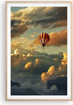 Produktbild von Gerahmtes Poster - Rahmen in heller Eiche - Wolken Ballon Flug - 61x91,5 cm - Wand Bild - Wanddeko - Wandbilder - Wandposter - Bilderrahmen - Bilder - Kunstdruck - Wandbild - P2NPA61x91-3791