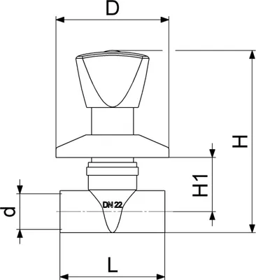 Produktbild von Js Up-Ventil, Dreikanthaubengriff Loetanschluss 22, Messing